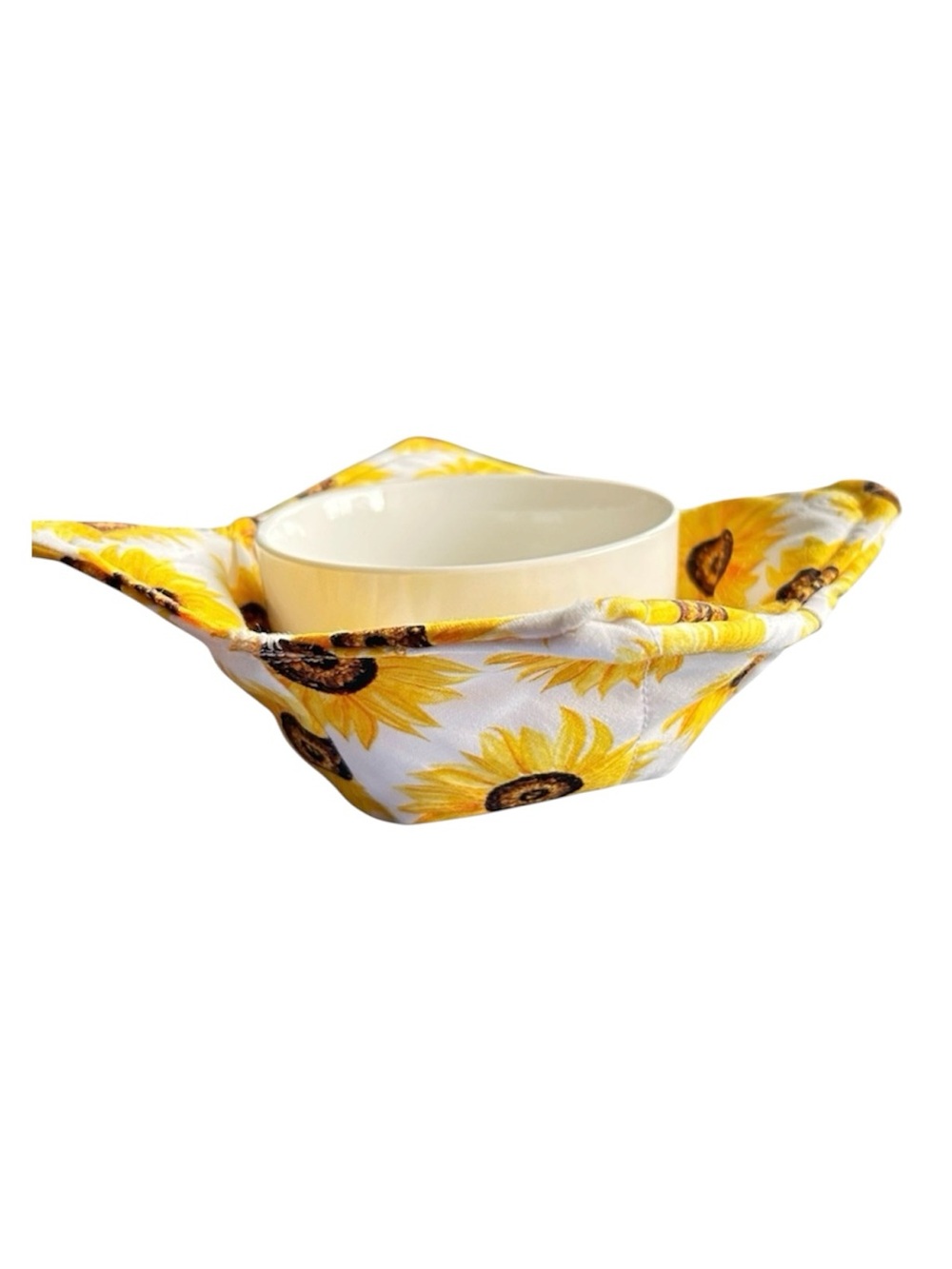 Hand Crafted Microwave Small Bowl Cozy Colorful Floral Sunflowers 100% Cotton